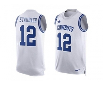 Nike Dallas Cowboys #12 Roger Staubach White Men's Stitched NFL Limited Tank Top Jersey