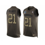 Nike Dallas Cowboys #21 Ezekiel Elliott Green Men's Stitched NFL Limited Salute To Service Tank Top Jersey