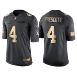 Nike Dallas Cowboys #4 Dak Prescott Anthracite 2016 Christmas Day Gold Men's NFL Limited Salute to Service Jersey