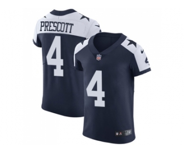 Nike Dallas Cowboys #4 Dak Prescott Navy Blue Thanksgiving Men Stitched NFL Vapor Untouchable Throwback Elite Jersey