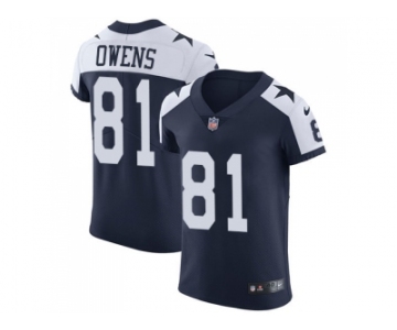 Nike Dallas Cowboys #81 Terrell Owens Navy Blue Thanksgiving Men Stitched NFL Vapor Untouchable Throwback Elite Jersey