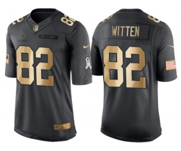 Nike Dallas Cowboys #82 Jason Witten Anthracite 2016 Christmas Gold Men's NFL Limited Salute to Service Jersey