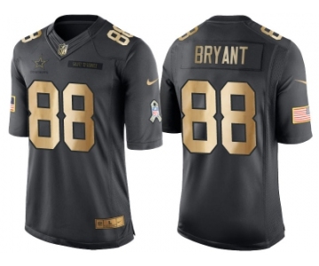 Nike Dallas Cowboys #88 Dez Bryant Anthracite 2016 Christmas Gold Men's NFL Limited Salute to Service Jersey