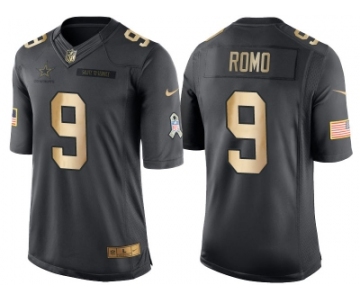 Nike Dallas Cowboys #9 Tony Romo Anthracite 2016 Christmas Gold Men's NFL Limited Salute to Service Jersey