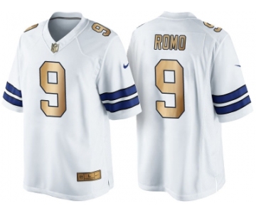 Nike Dallas Cowboys #9 Tony Romo White 2016 Christmas Men's NFL Game Gold Edition Jersey