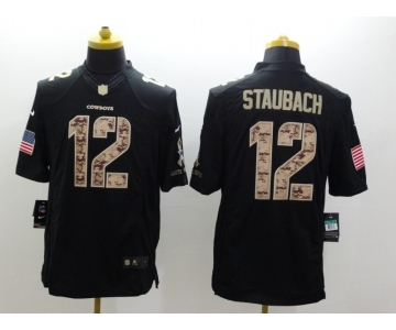 nike nfl jerseys dallas cowboys #12 staubach black[salute to service limited]