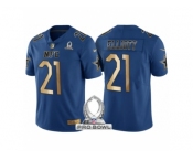 Women Dallas Cowboys #21 Ezekiel Elliott NFC 2017 Pro Bowl Blue Gold Limited Jersey