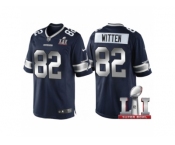 Women Dallas Cowboys #82 Jason Witten Navy Blue 2017 Super Bowl LI Patch Steel Silver Limited Jersey