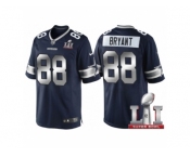 Women Dallas Cowboys #88 Dez Bryant Navy Blue 2017 Super Bowl 51 Patch Steel Silver Limited Jersey