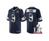 Women Dallas Cowboys #9 Tony Romo Navy Blue 2017 Super Bowl 51 Patch Steel Silver Limited Jersey