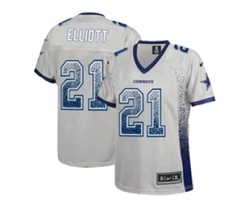 Women Nike Dallas Cowboys #21 Ezekiel Elliott Grey Stitched NFL Elite Drift Fashion Jersey