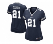 Women Nike Dallas Cowboys #21 Ezekiel Elliott Navy Blue Team Color Stitched NFL Jersey[Elliott]