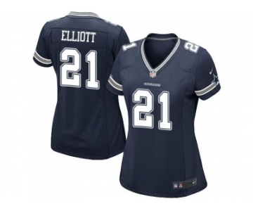 Women Nike Dallas Cowboys #21 Ezekiel Elliott Navy Blue Team Color Stitched NFL Jersey[Elliott]