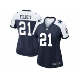 Women Nike Dallas Cowboys #21 Ezekiel Elliott Navy Blue Thanksgiving Stitched NFL Throwback Jersey[Elliott]