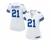 Women Nike Dallas Cowboys #21 Ezekiel Elliott White Stitched NFL Jersey[Elliott]