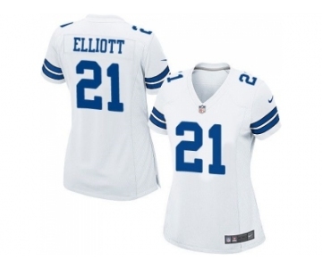 Women Nike Dallas Cowboys #21 Ezekiel Elliott White Stitched NFL Jersey[Elliott]