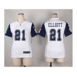 Women Nike Dallas Cowboys #21 Ezekiel Elliott White Stitched NFL Rush Jersey[Elliott]