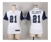 Women Nike Dallas Cowboys #21 Ezekiel Elliott White Stitched NFL Rush Jersey[Elliott]