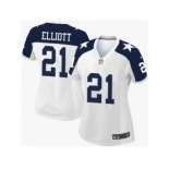 Women Nike Dallas Cowboys #21 Ezekiel Elliott White Thanksgiving Stitched NFL Throwback Jersey[Elliott]