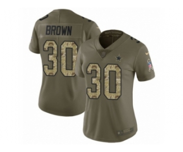 Women Nike Dallas Cowboys #30 Anthony Brown Limited Olive Camo 2017 Salute to Service NFL Jersey