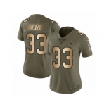 Women Nike Dallas Cowboys #33 Chidobe Awuzie Limited Olive Gold 2017 Salute to Service NFL Jersey