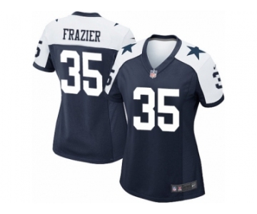 Women Nike Dallas Cowboys #35 Kavon Frazier Game Navy Blue Throwback Alternate NFL Jersey