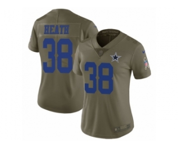 Women Nike Dallas Cowboys #38 Jeff Heath Limited Olive 2017 Salute to Service NFL Jersey