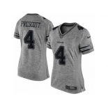 Women Nike Dallas Cowboys #4 Dak Prescott Limited Gray Gridiron NFL Jersey