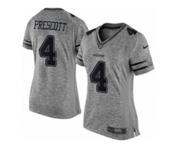 Women Nike Dallas Cowboys #4 Dak Prescott Limited Gray Gridiron NFL Jersey