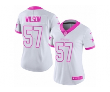 Women Nike Dallas Cowboys #57 Damien Wilson Limited White Pink Rush Fashion NFL Jersey