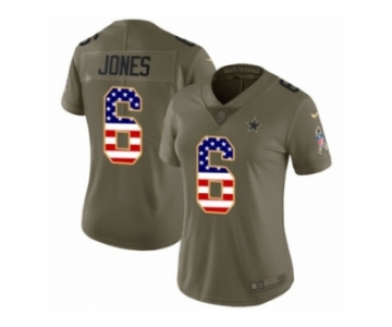 Women Nike Dallas Cowboys #6 Chris Jones Limited Olive USA Flag 2017 Salute to Service NFL Jersey