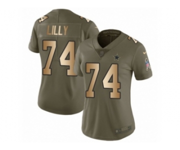 Women Nike Dallas Cowboys #74 Bob Lilly Limited Olive Gold 2017 Salute to Service NFL Jersey