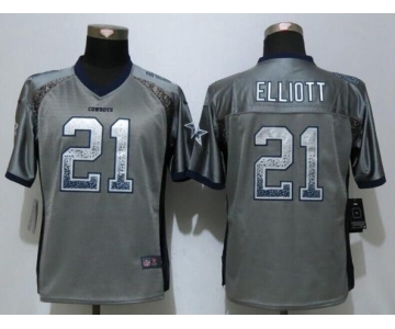 Women Nike Dallas cowboys #21 Ezekiel Elliott Drift Fashion Grey Jerseys