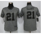 Women Nike Dallas cowboys #21 Ezekiel Elliott Gray Stitched Gridiron Gray Limited Jersey