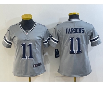 Women's Dallas Cowboys #11 Micah Parsons Grey 2020 Inverted Legend Stitched NFL Nike Limited Jersey