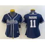 Women's Dallas Cowboys #11 Micah Parsons Navy Blue With Patch Cool Base Stitched Baseball Jersey