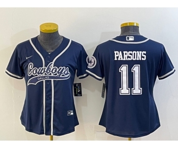 Women's Dallas Cowboys #11 Micah Parsons Navy Blue With Patch Cool Base Stitched Baseball Jersey