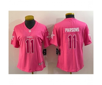 Women's Dallas Cowboys #11 Micah Parsons Pink Vapor Untouchable Limited Stitched Jersey