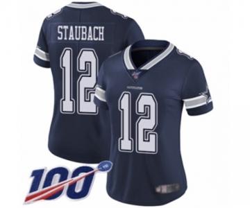 Women's Dallas Cowboys #12 Roger Staubach Navy Blue Team Color Vapor Untouchable Limited Player 100th Season Football Jersey