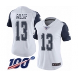 Women's Dallas Cowboys #13 Michael Gallup Limited White Rush Vapor Untouchable 100th Season Football Jersey