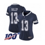 Women's Dallas Cowboys #13 Michael Gallup Navy Blue Team Color Vapor Untouchable Limited Player 100th Season Football Jersey