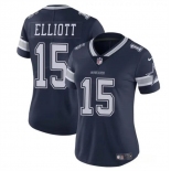 Women's Dallas Cowboys #15 Ezekiel Elliott Navy Vapor Limited Football Stitched Jersey