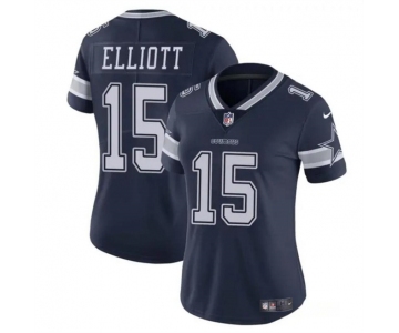 Women's Dallas Cowboys #15 Ezekiel Elliott Navy Vapor Limited Football Stitched Jersey