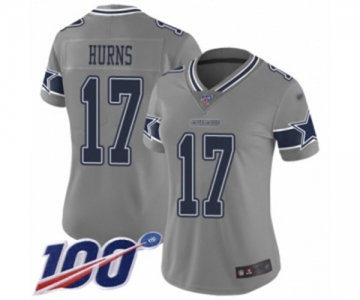 Women's Dallas Cowboys #17 Allen Hurns Limited Gray Inverted Legend 100th Season Football Jersey