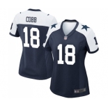 Women's Dallas Cowboys #18 Randall Cobb Game Navy Blue Throwback Alternate Football Jersey