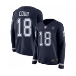 Women's Dallas Cowboys #18 Randall Cobb Limited Navy Blue Therma Long Sleeve Football Jersey