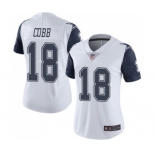 Women's Dallas Cowboys #18 Randall Cobb Limited White Rush Vapor Untouchable Football Jersey