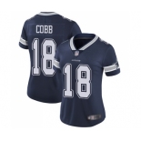 Women's Dallas Cowboys #18 Randall Cobb Navy Blue Team Color Vapor Untouchable Limited Player Football Jersey