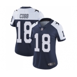 Women's Dallas Cowboys #18 Randall Cobb Navy Blue Throwback Alternate Vapor Untouchable Limited Player Football Jersey