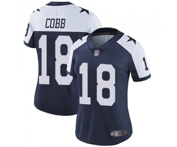 Women's Dallas Cowboys #18 Randall Cobb Navy Blue Throwback Alternate Vapor Untouchable Limited Player Football Jersey